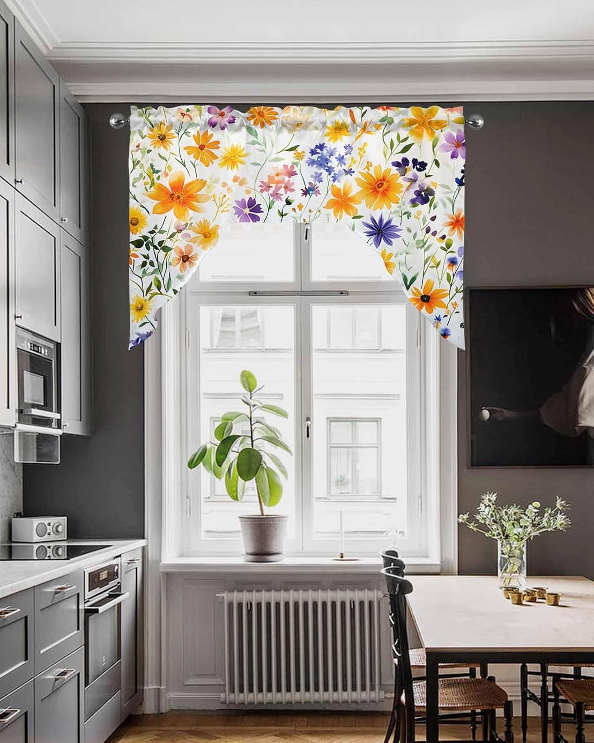 Spring Wildflowers Valance Curtains for Windows and Bathrooms
