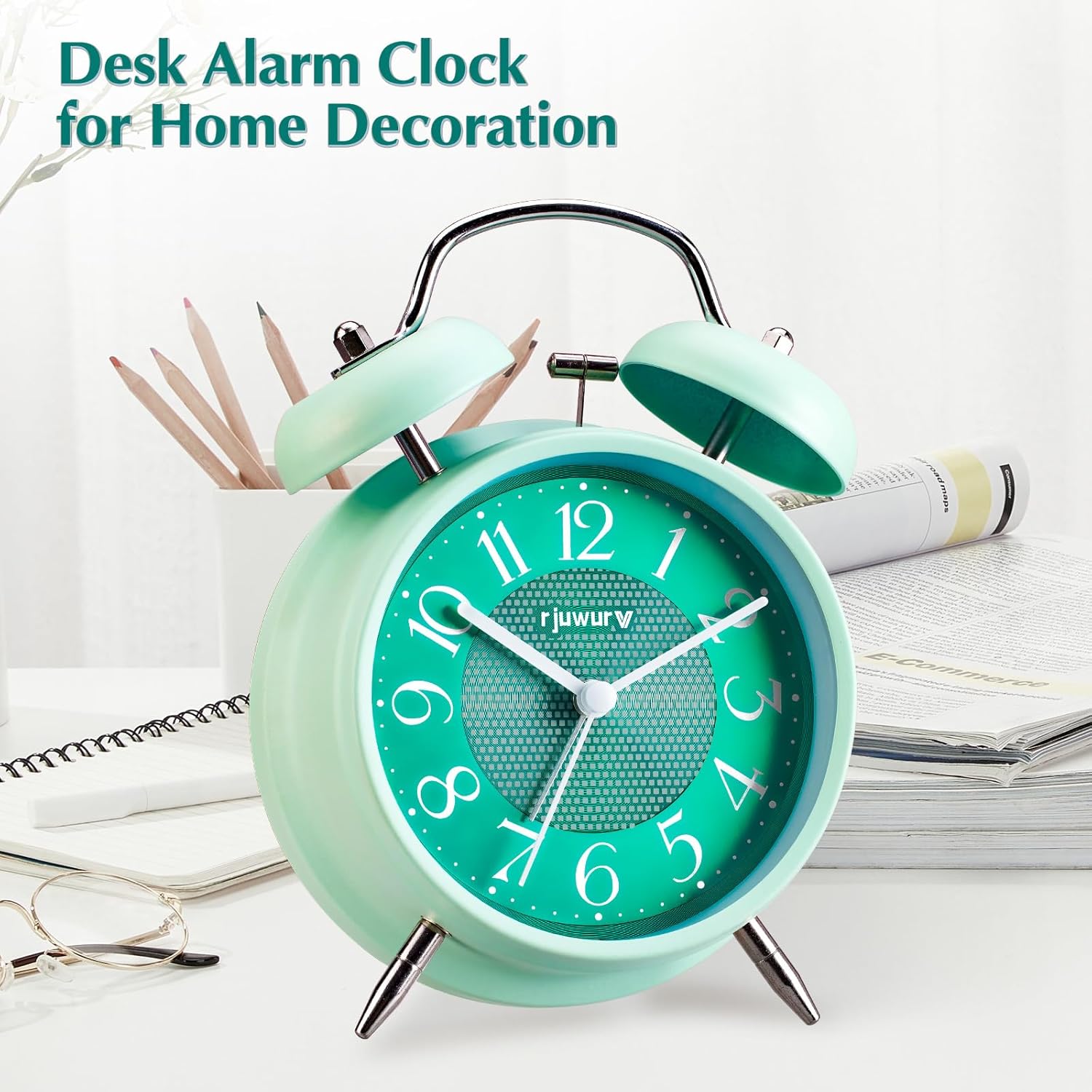 4 Inch Loud Alarm Twin Bell Clock with Night Light for Bedroom