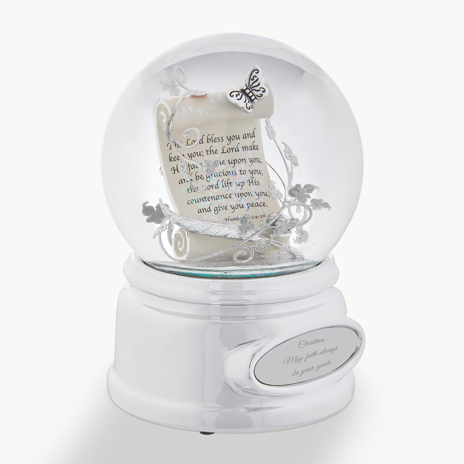 THINGS REMEMBERED Inspirational Prayer Scroll Musical Snow Globe