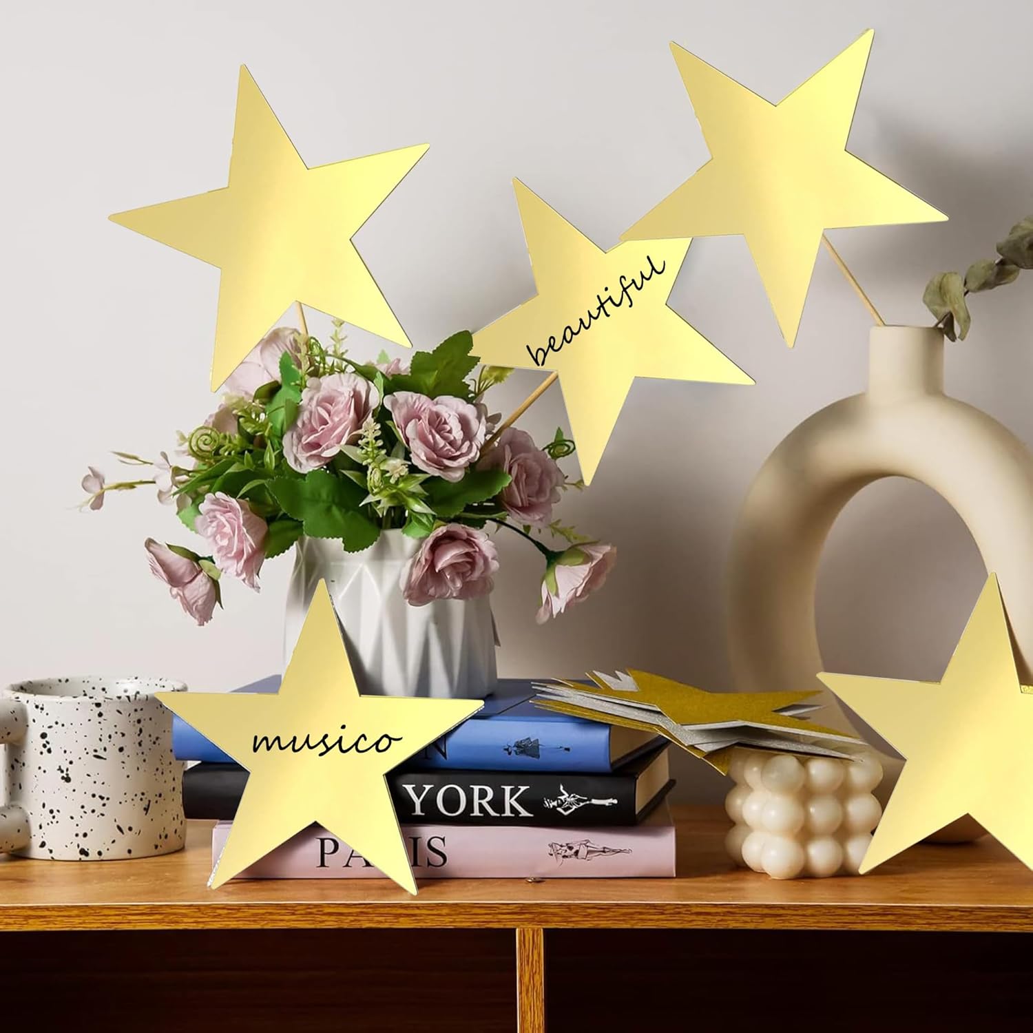 Glitter Gold Five Star Party Decorations 40PCS