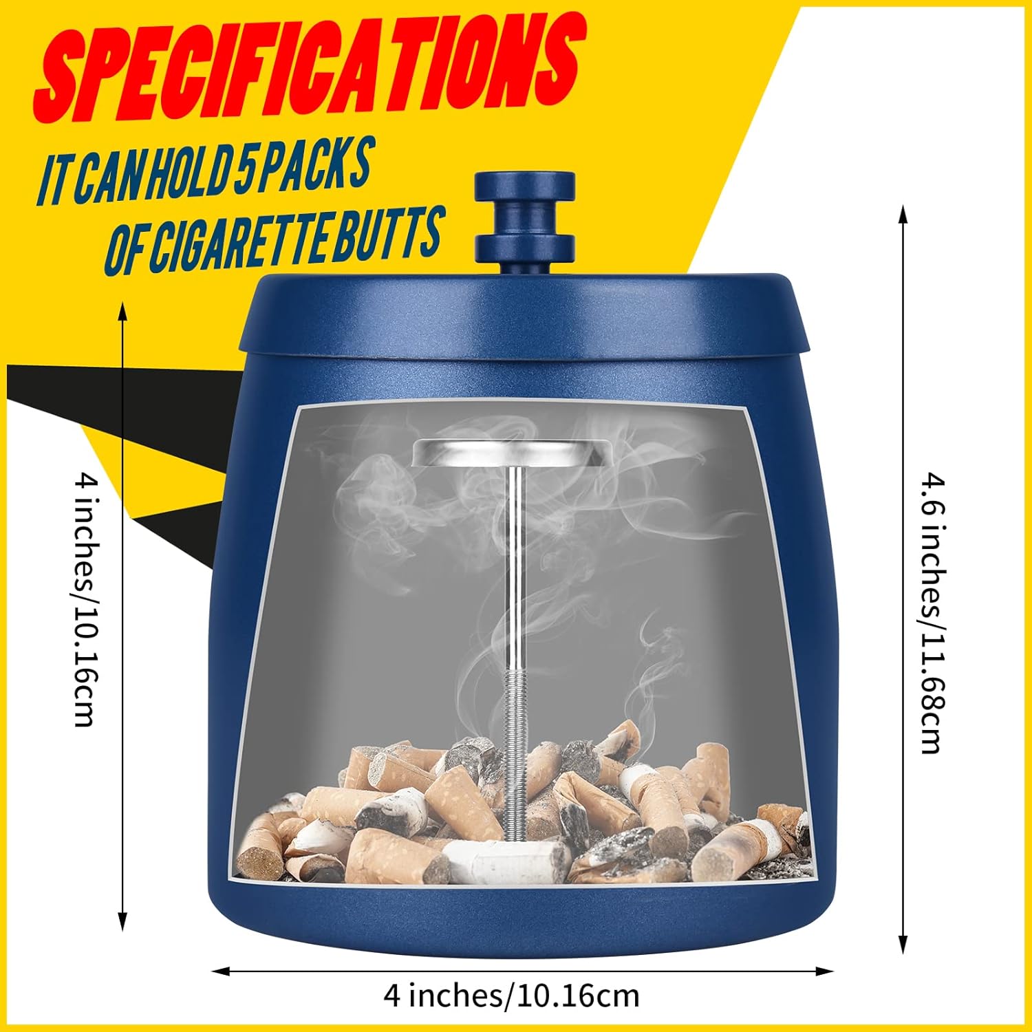 HARTAR Smokeless Ashtray with Lid - Large Metal