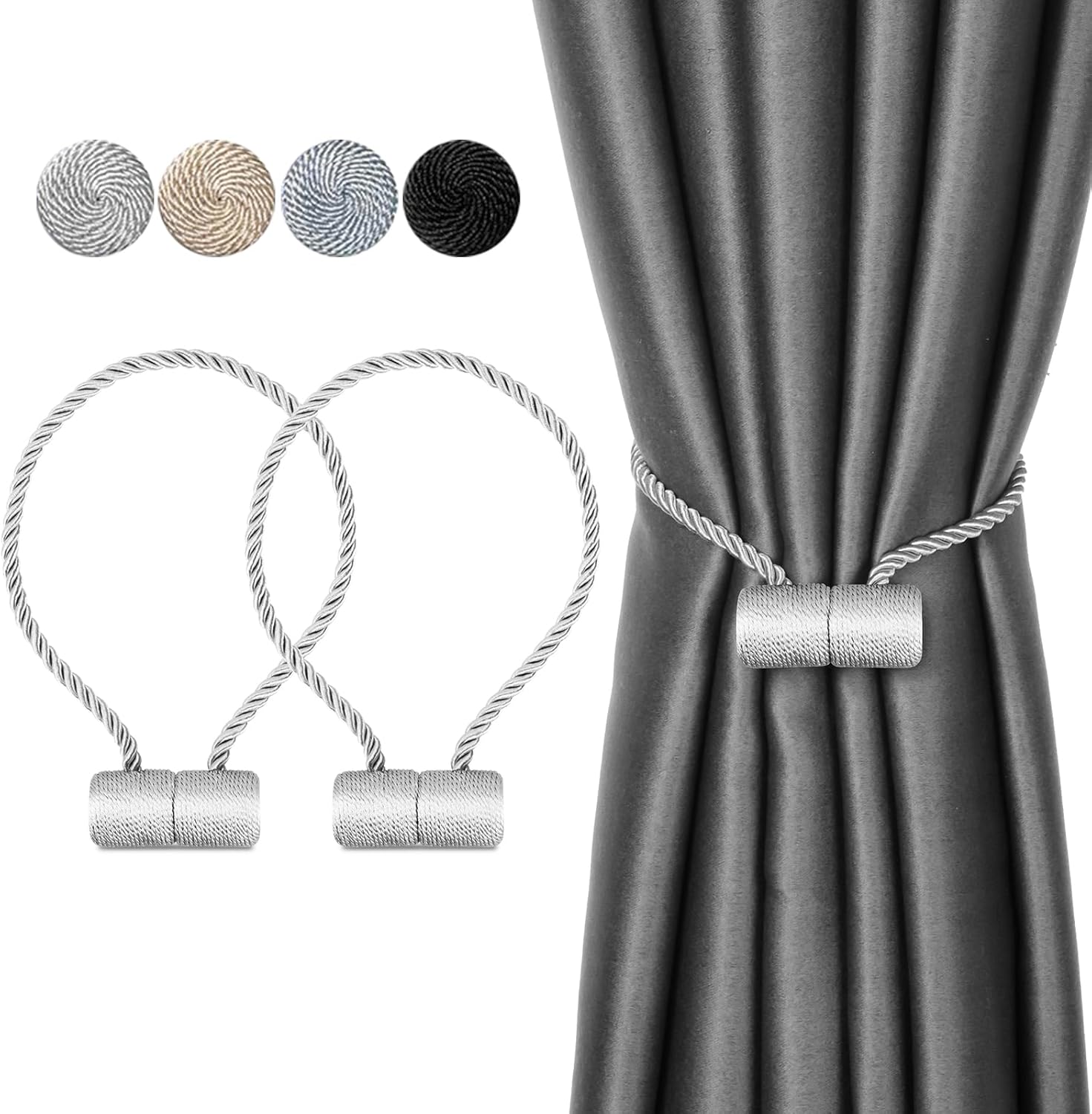 2pcs Magnetic Curtain Holdbacks with Woven Design