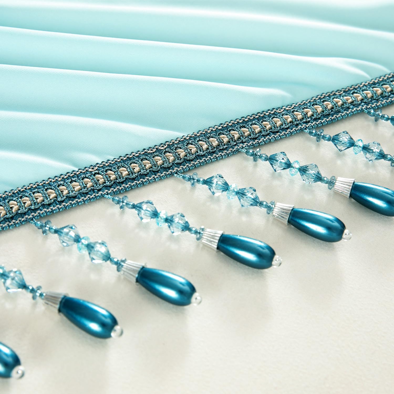 VOGOL Light Blue Sheer Valance 52x18 Inches 1 Panel