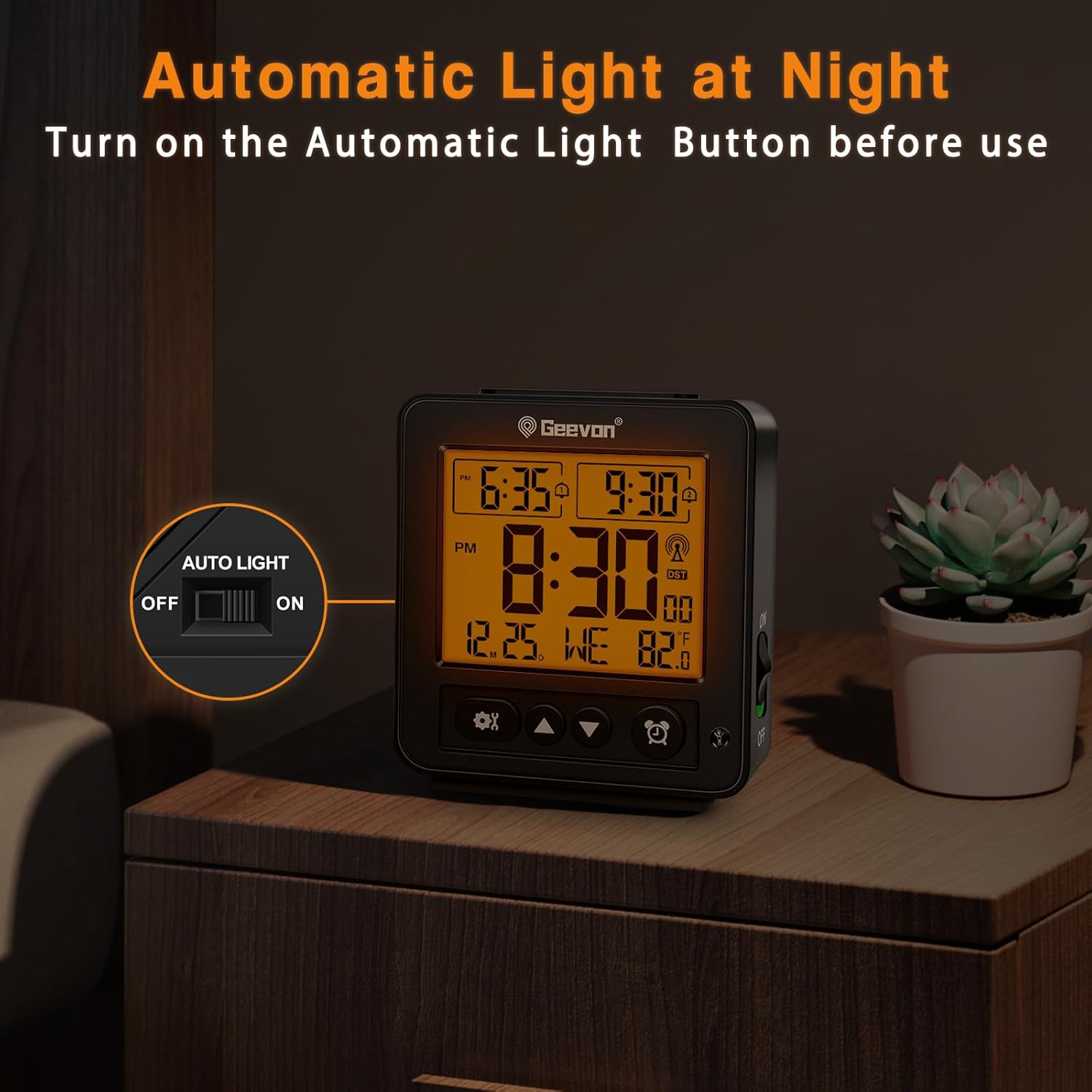 Geevon Small Atomic Alarm Clock with 2 Alarm and Temperature Monitor