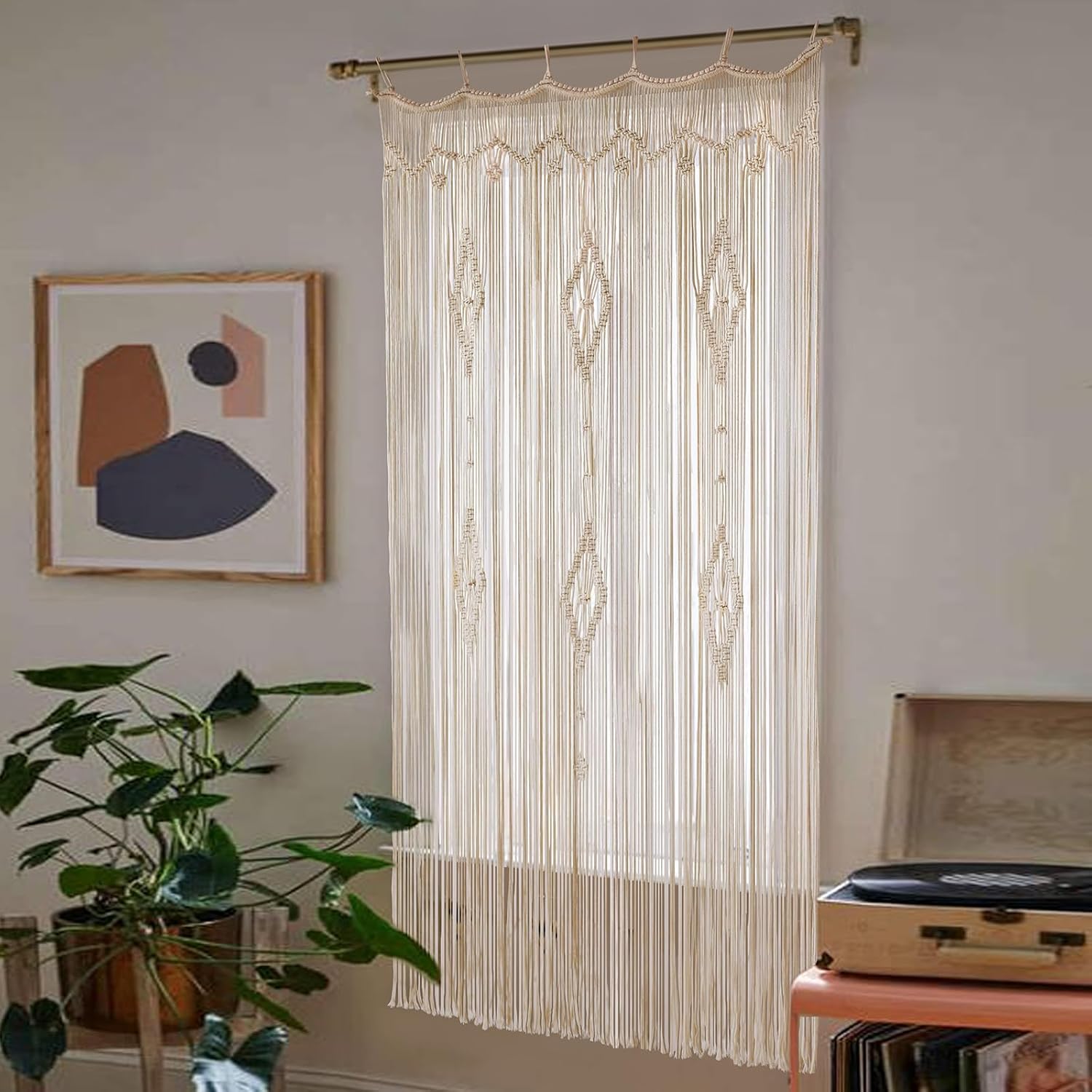 Iower Macrame Curtain Cotton Window Panel Boho Decor