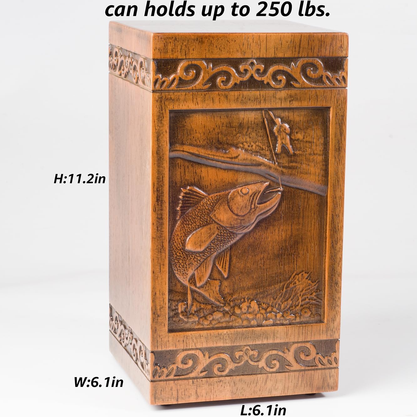 Wooden Cremation Urn for Human Ashes 250 Lbs Capacity