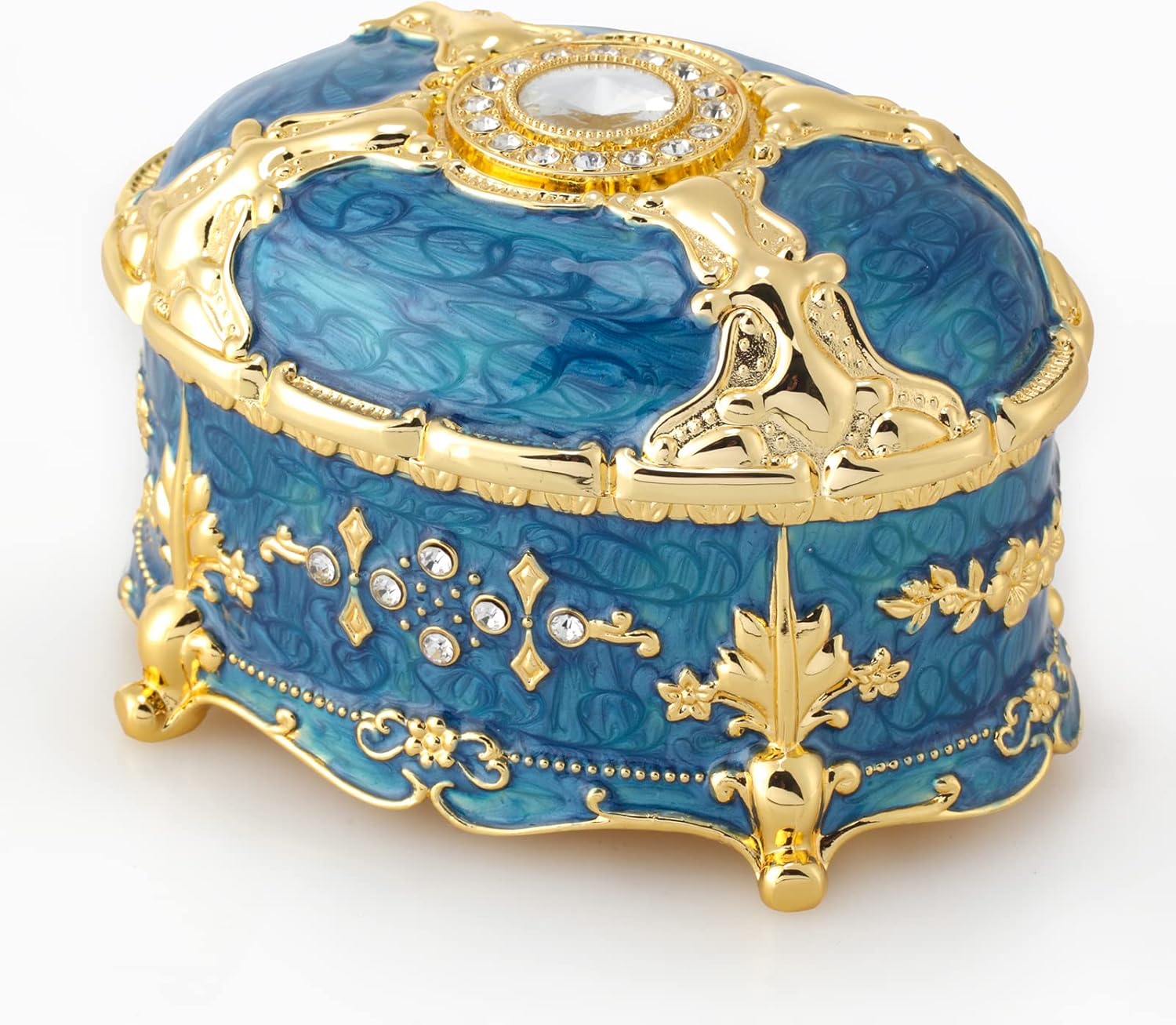 ROSIKING Oval Embossed Alloy Music Box with I Will Always Love You Tune