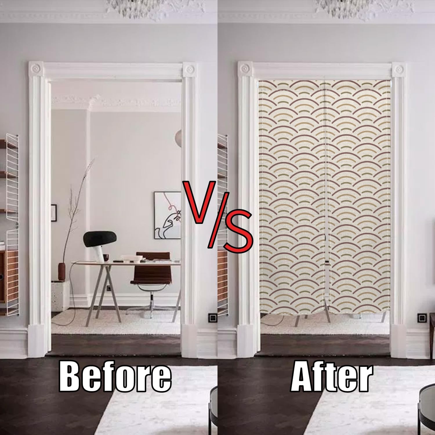 Japanese Noren Door Curtain with Wave Pattern 335x709 Inch
