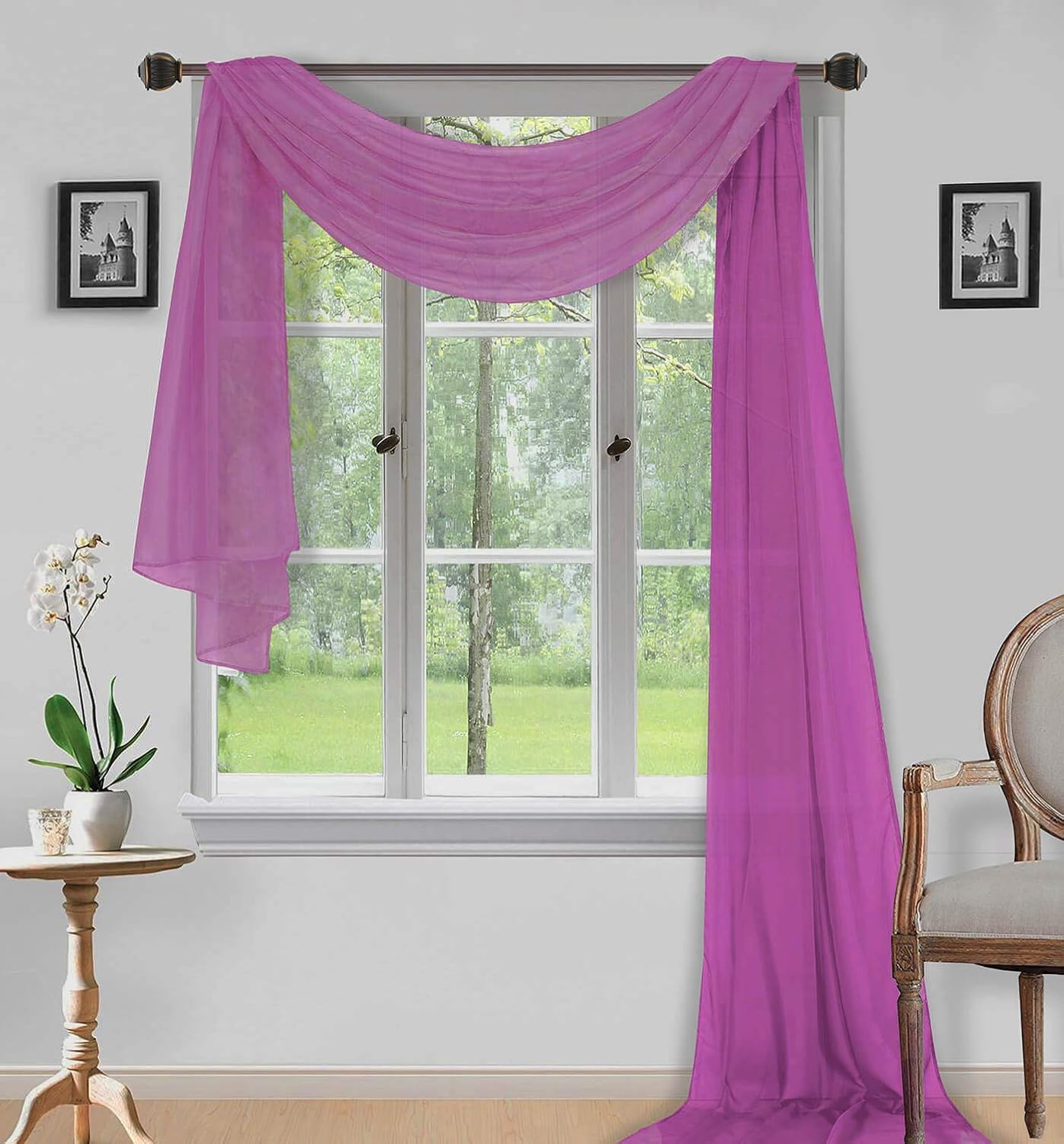 LinenTopia Hot Pink Window Scarf Valance Curtains 54x216