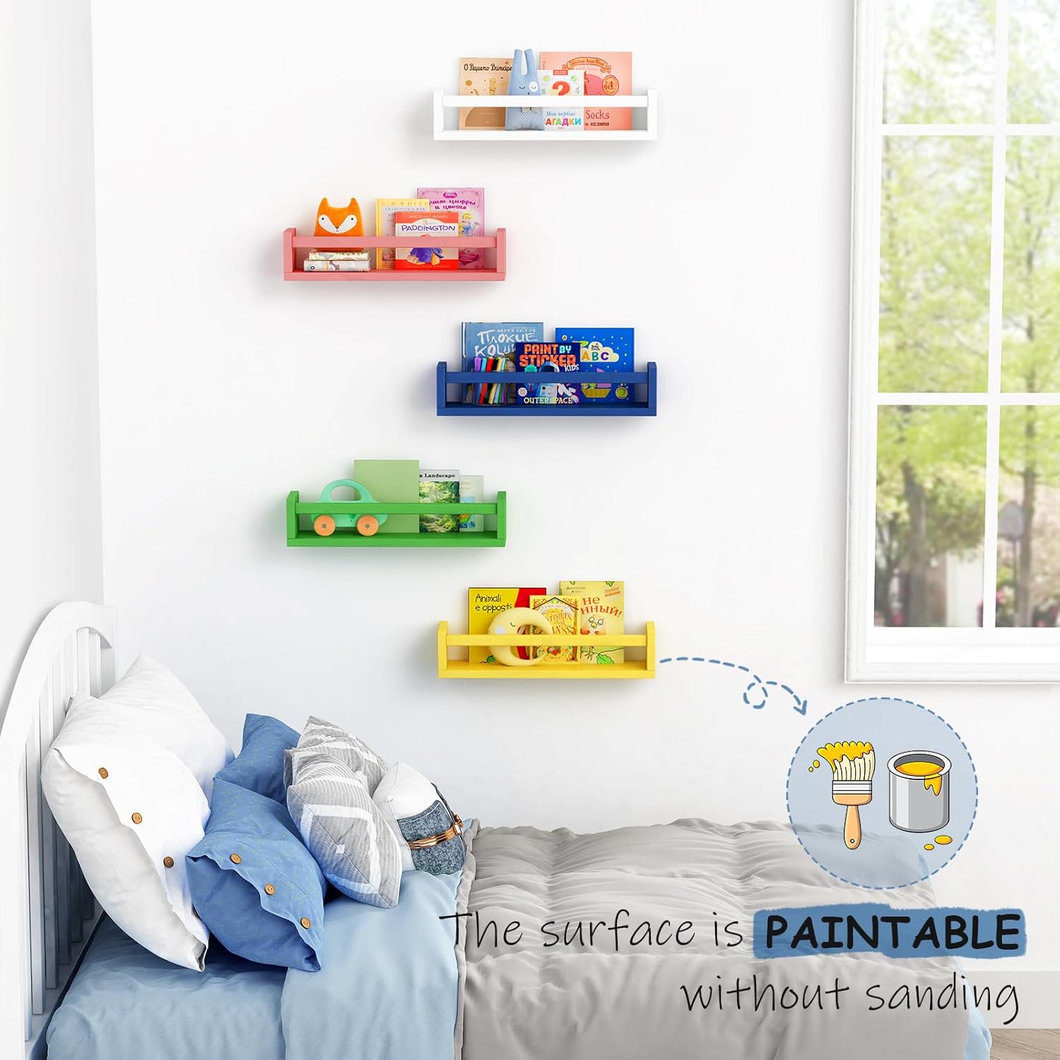 Harwaya Floating Book Shelves for Kids Room Wall