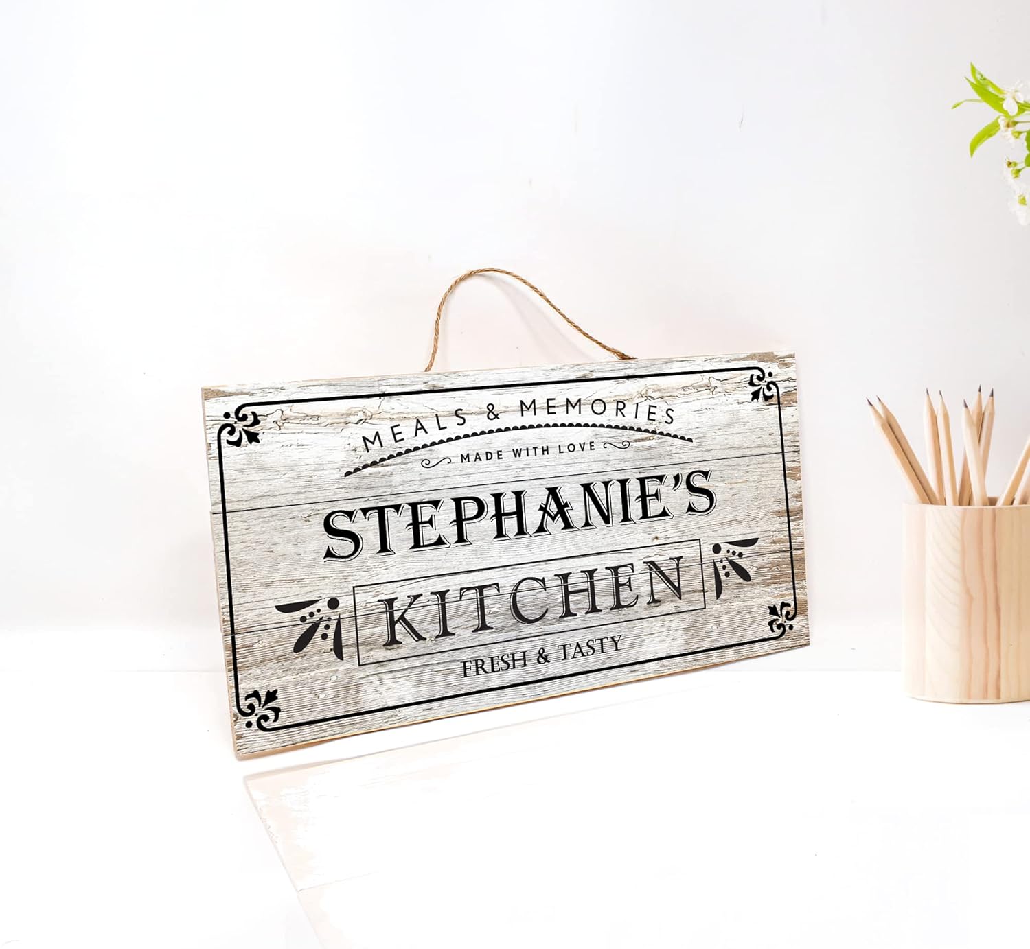Rustic Kitchen Wall Sign with Custom Name