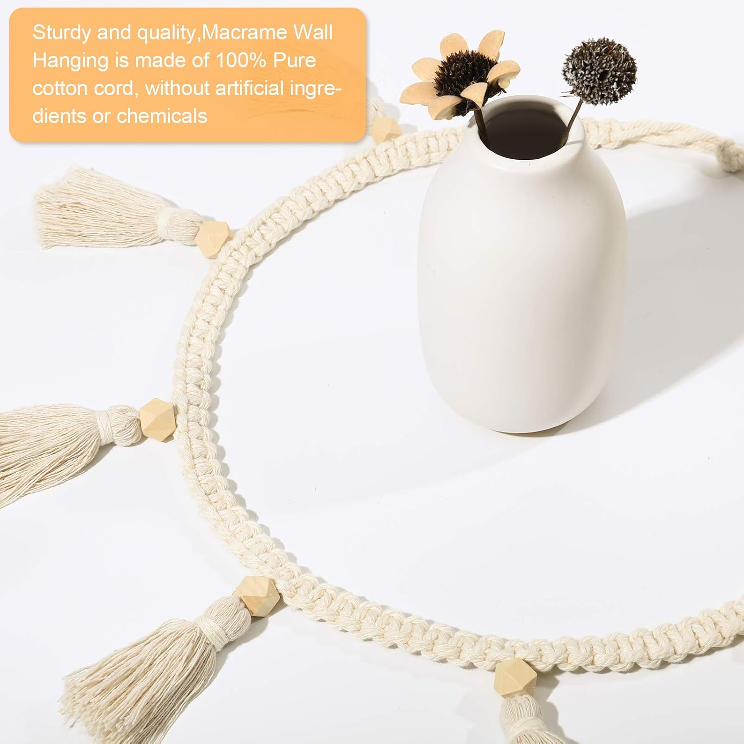 Tatuo Boho Macrame Tassel Garland 4 Pieces 374 Inch