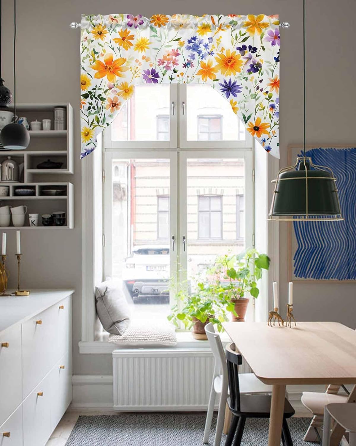 Spring Wildflowers Valance Curtains for Windows and Bathrooms