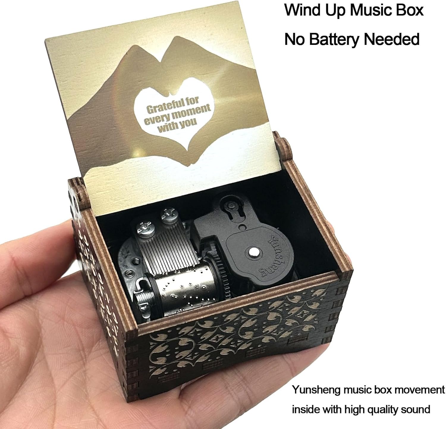 Pursuestar Wooden Windup Heart Music Box - You Are My Sunshine