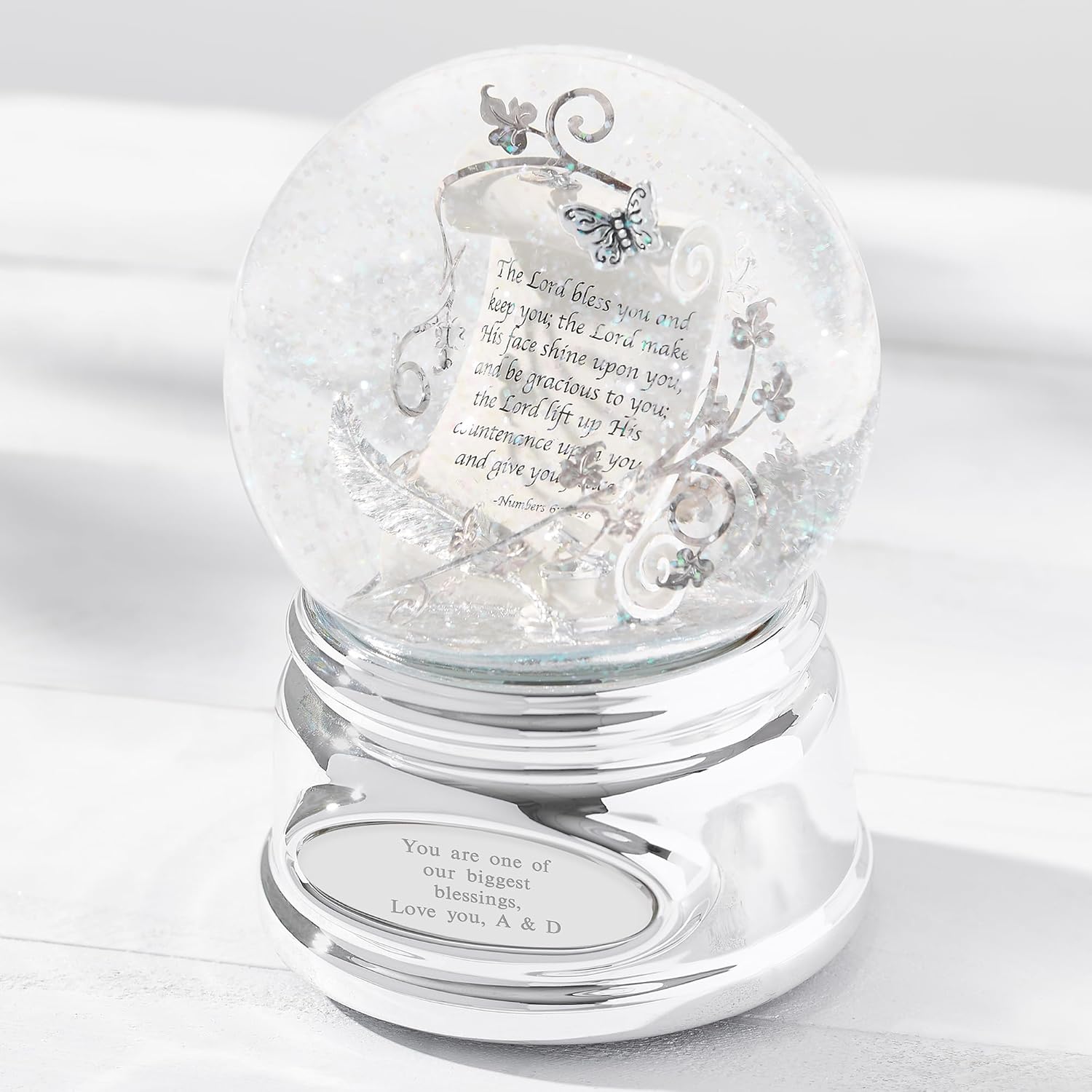 THINGS REMEMBERED Inspirational Prayer Scroll Musical Snow Globe