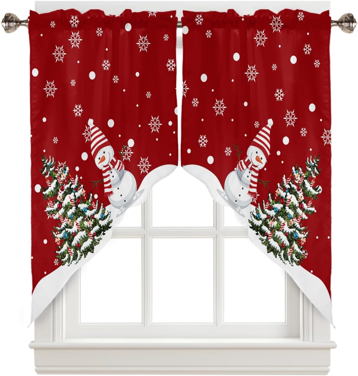 Christmas Swag Curtain Valance for Windows 28x36 Inch