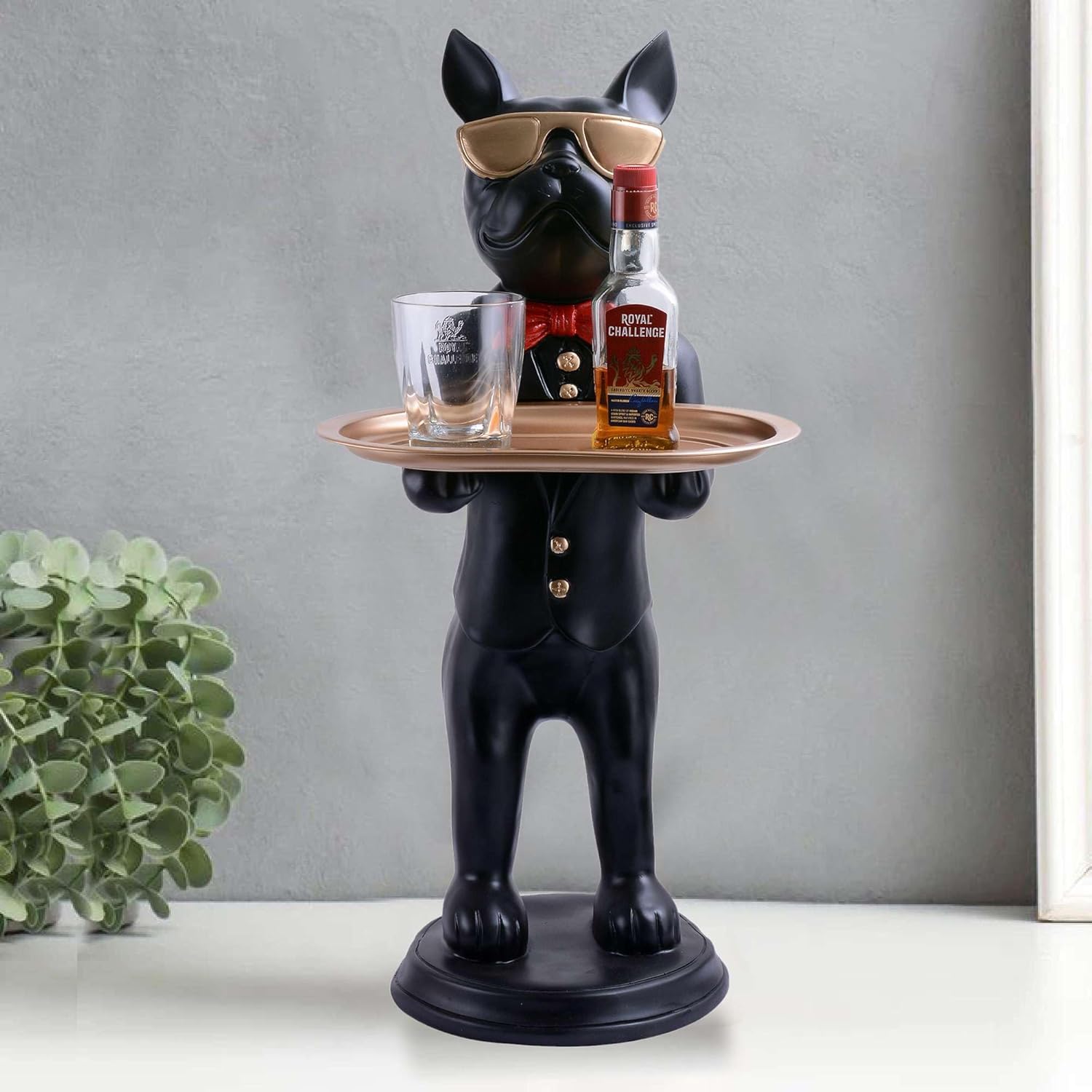 Cool Dog Sculpture with Plate for Home Dcor