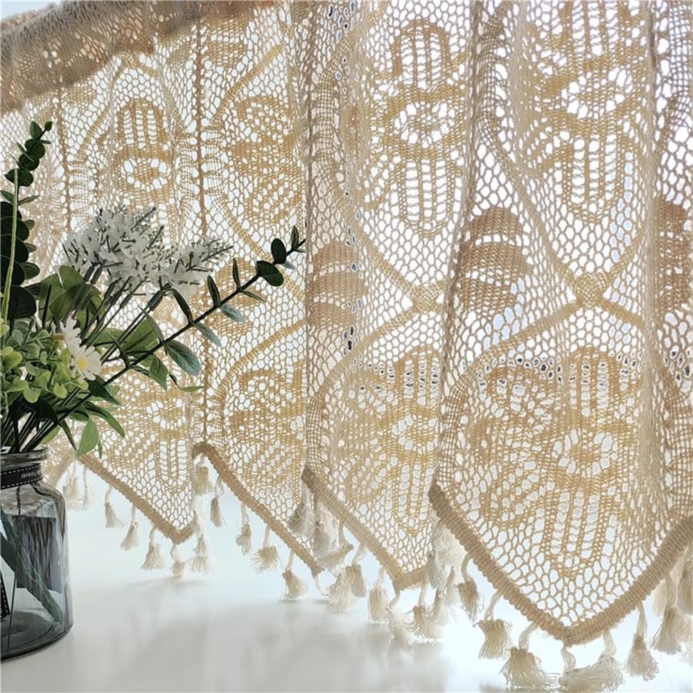 Retro Crochet Curtain Valance for Kitchen Window