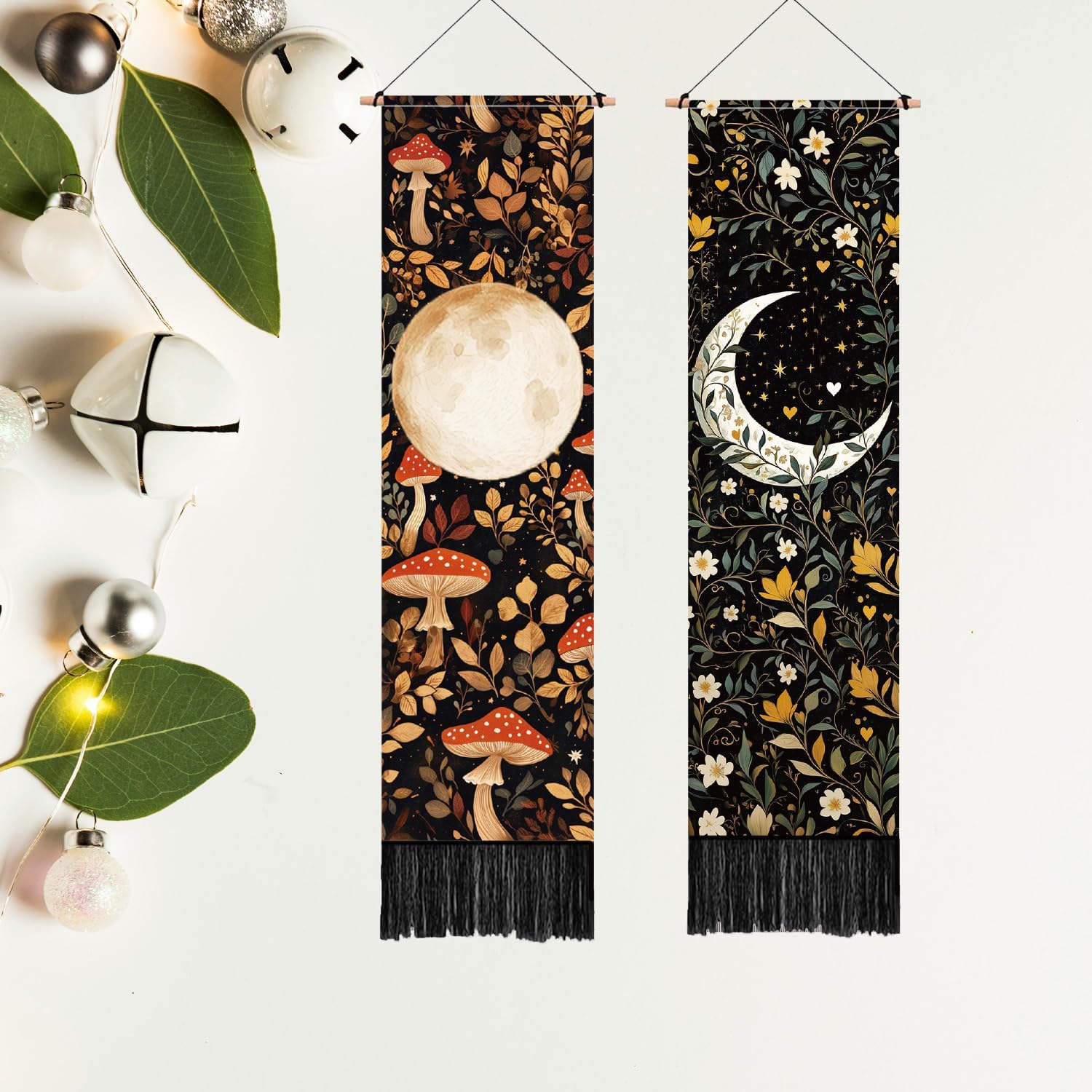 PLIGREAT 2 Pack Floral Wall Tapestries with Tassels