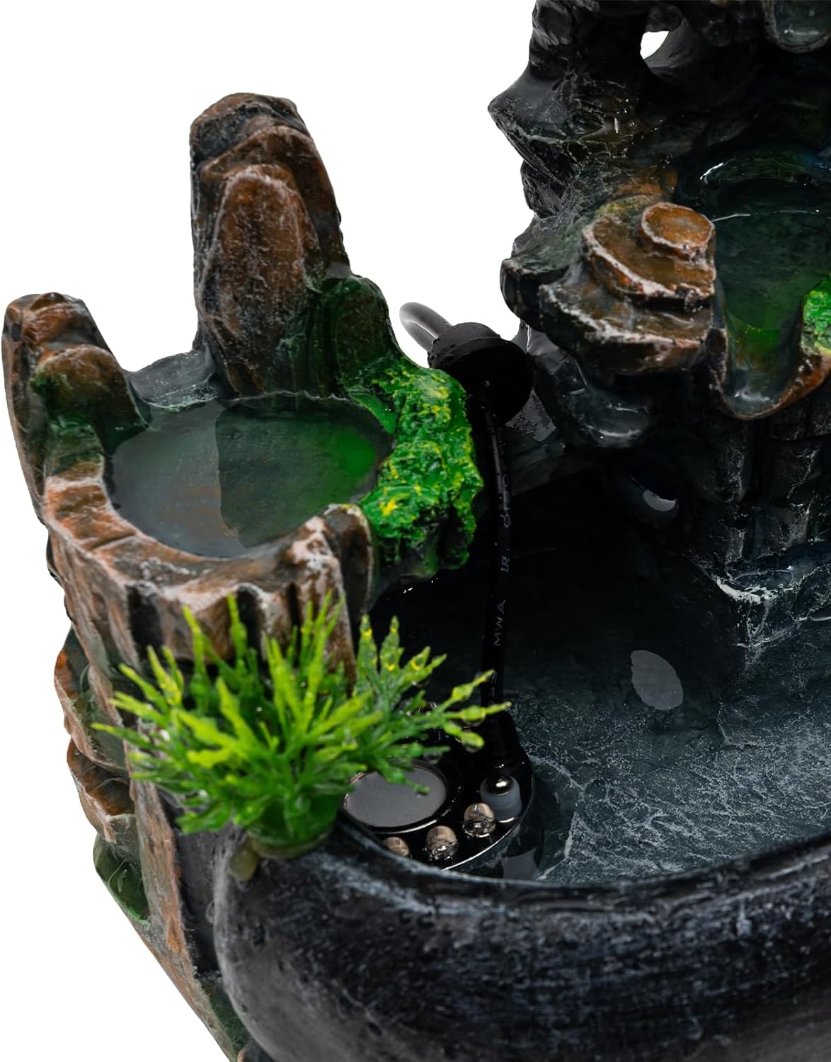 TITIDU Desktop Waterfall Bonsai Fountain with LED Lights and Atomizer