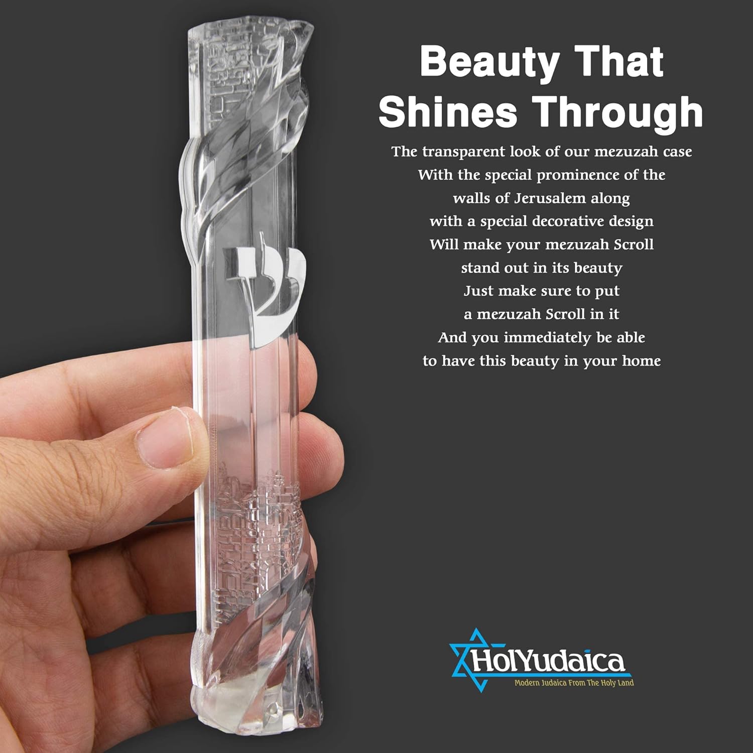 HolYudaica 5 Inch Mezuzah Case with Jerusalem Design