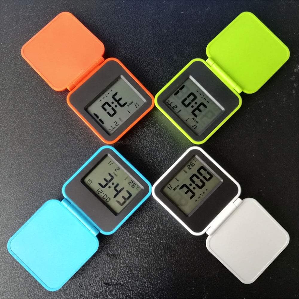 Portable Travel Alarm Clock with LCD Night Light and Temperature Display