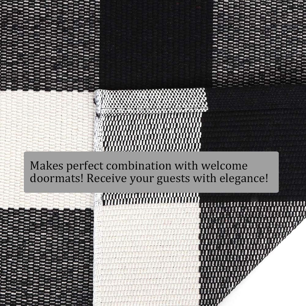 Buffalo Plaid Outdoor Rug 24 x 37 Black White Check