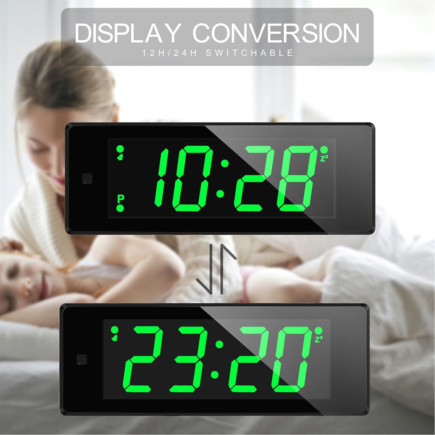 Digital Alarm Clock with Hybrid LED LCD Display and Emergency Flashlight