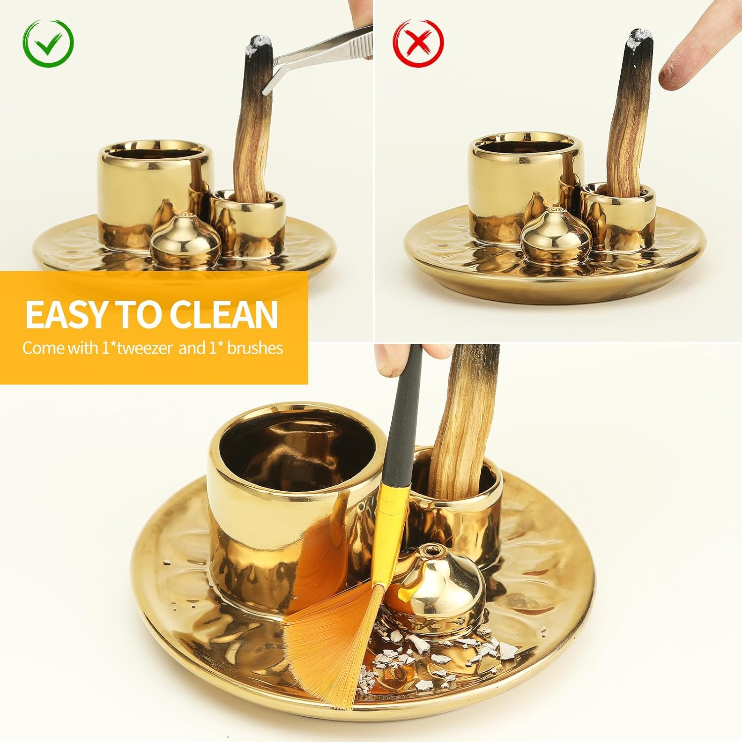 ToolSentryX 4 in 1 Ceramic Incense Burner Golden