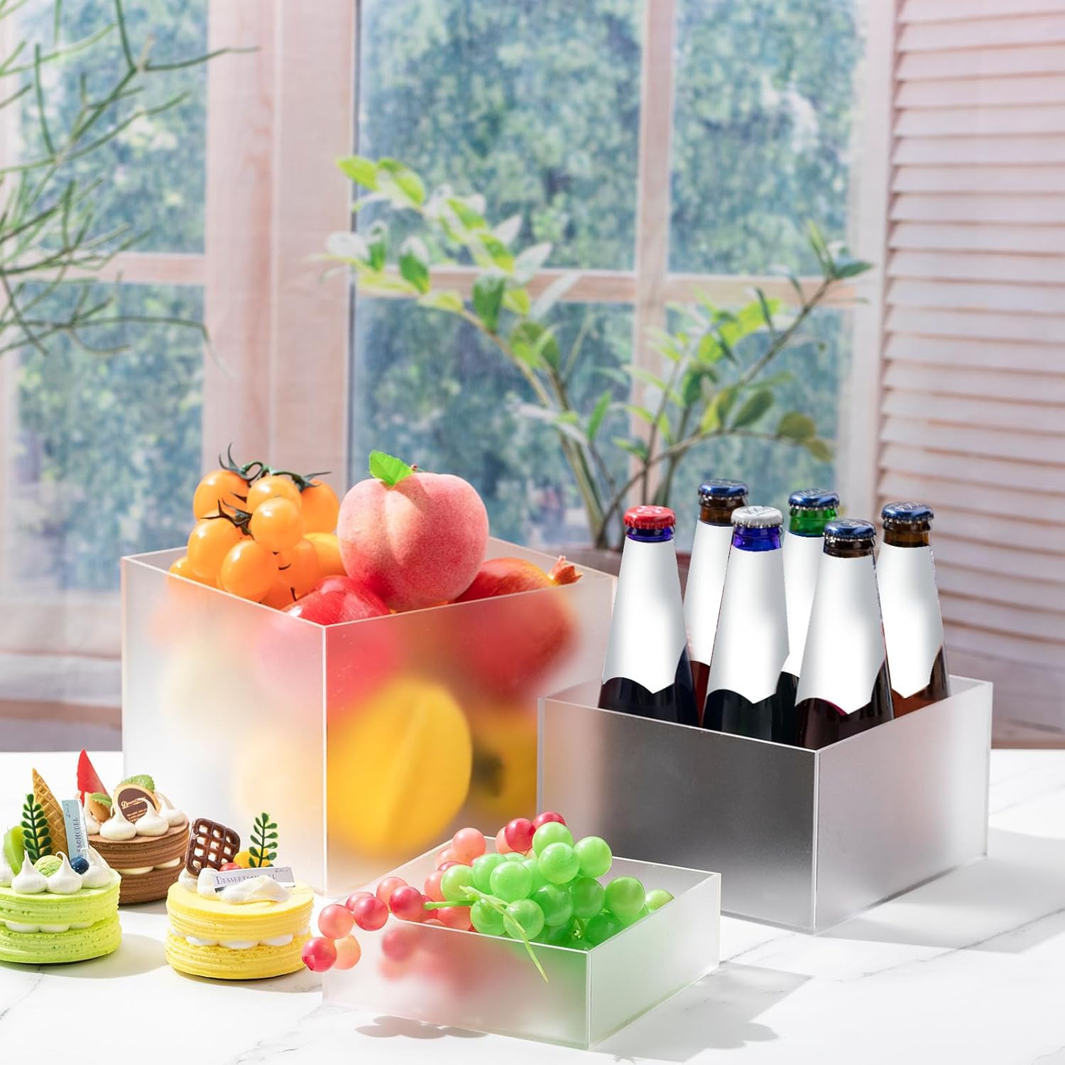 Tuanse 6 Pcs Acrylic Display Risers for Buffet Table