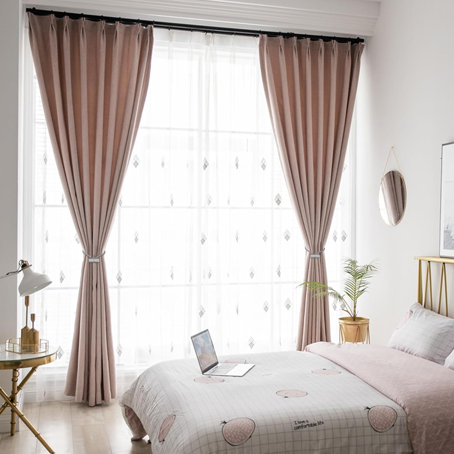 2pcs Magnetic Curtain Holdbacks with Woven Design