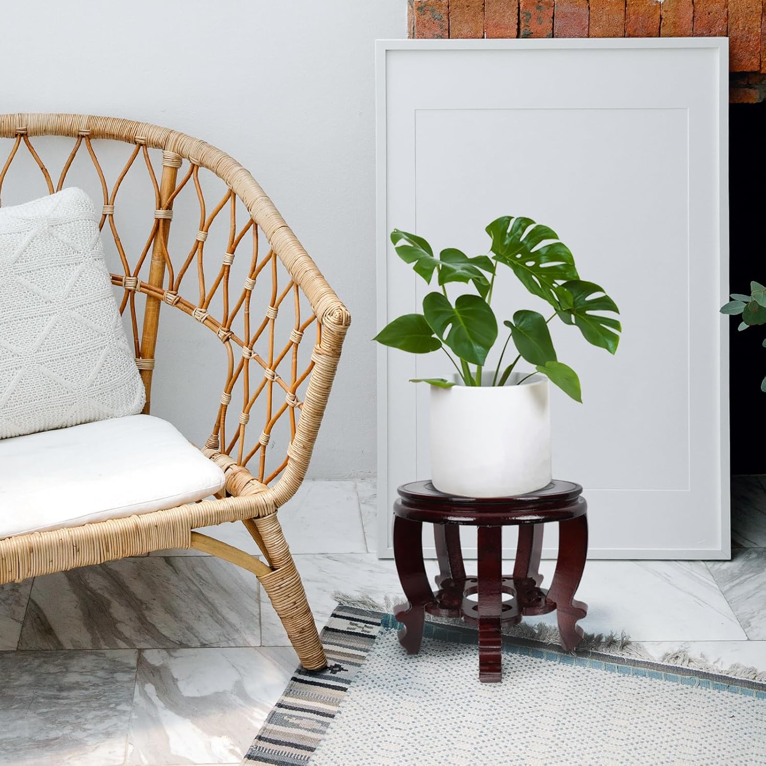 Hemoton 8 Inch Wooden Planter Stand for Home Decor