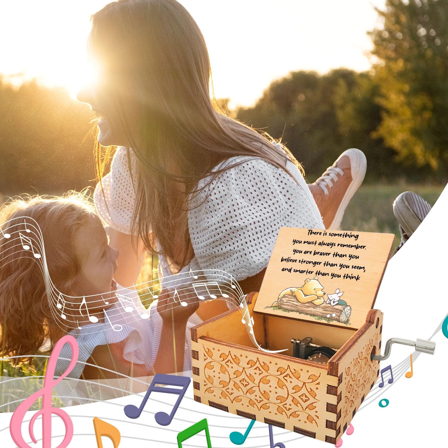 Winnie the Pooh Music Box Wooden Musical Box for Sisters and Friends