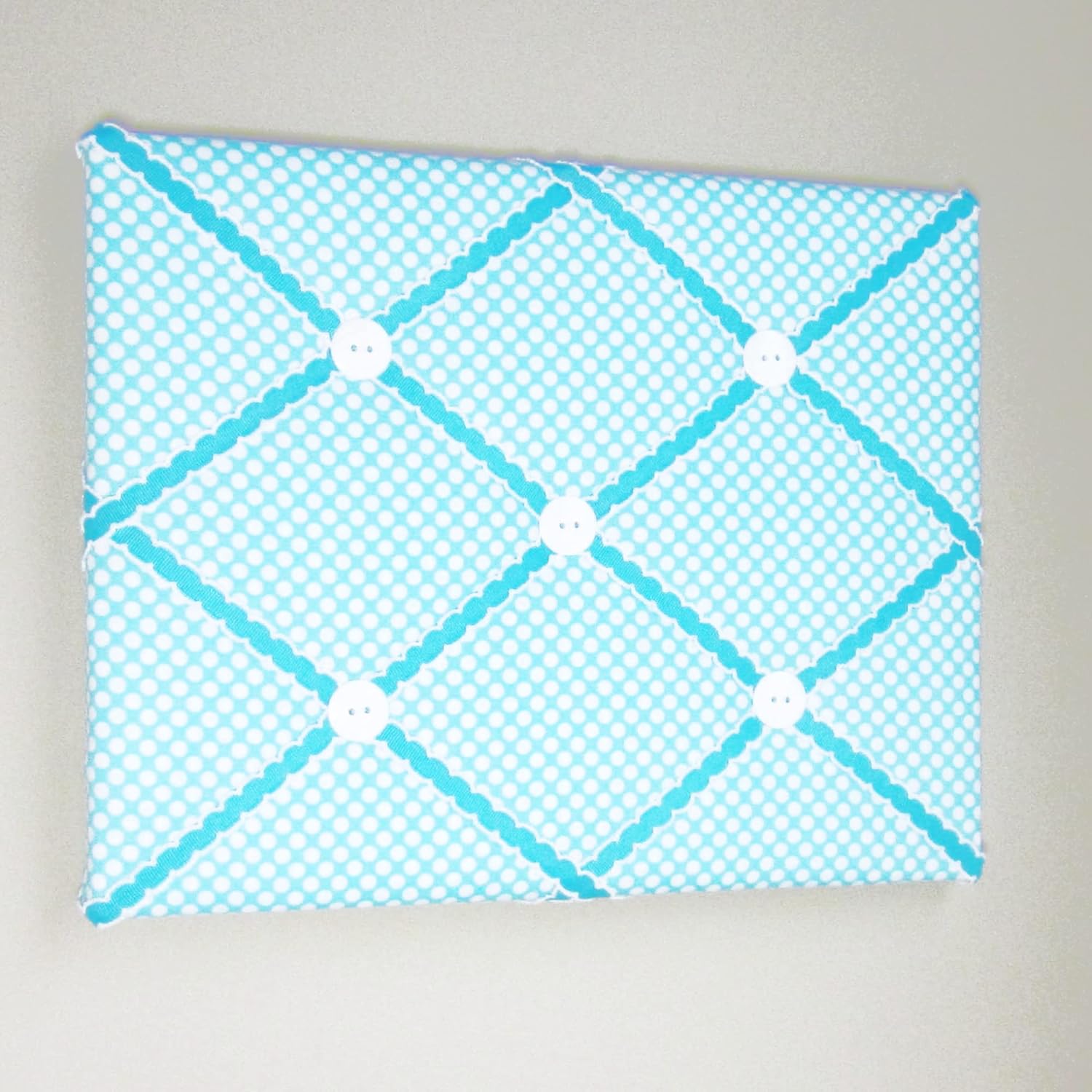 11x14 Turquoise White Polka Dot French Memory Board Bow Organizer