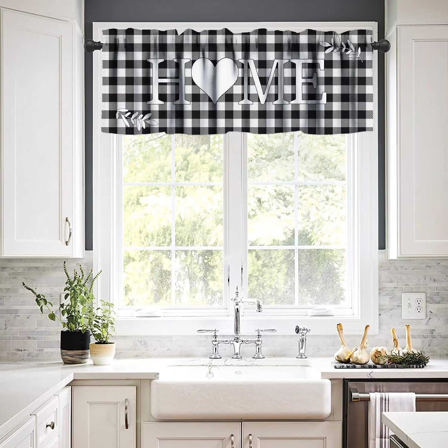 JESTRONRY Buffalo Plaid Valance Curtain 54x18in
