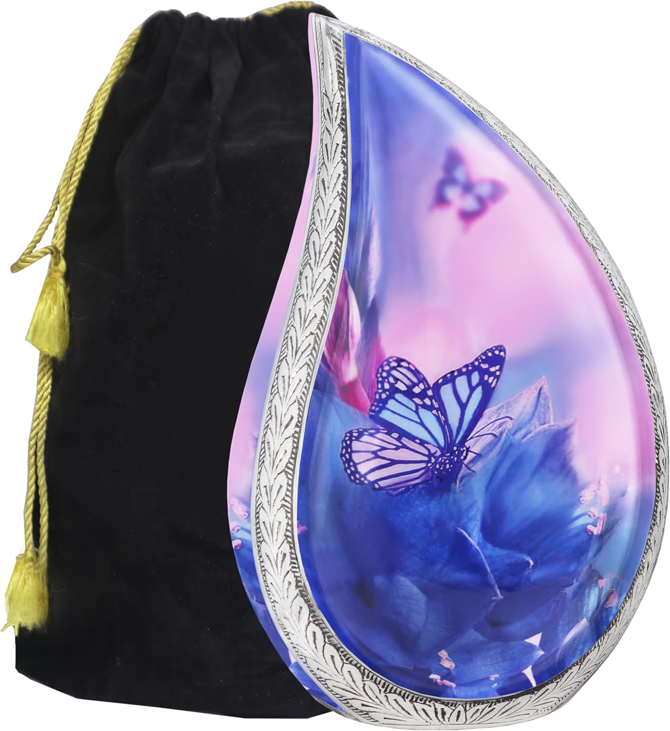 M MEILINXU Blue Butterflies Cremation Urn for Human Ashes