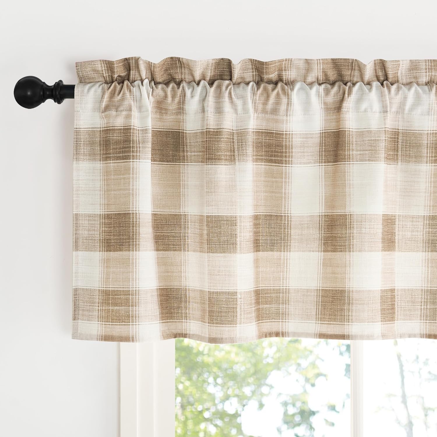 NICETOWN Buffalo Plaid Valance for Kitchen 42x18 Inch