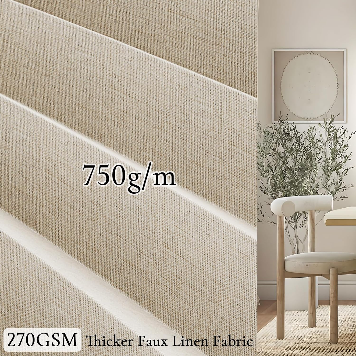 Blackout Faux Linen Door Curtain 80 Inch Accordion Style