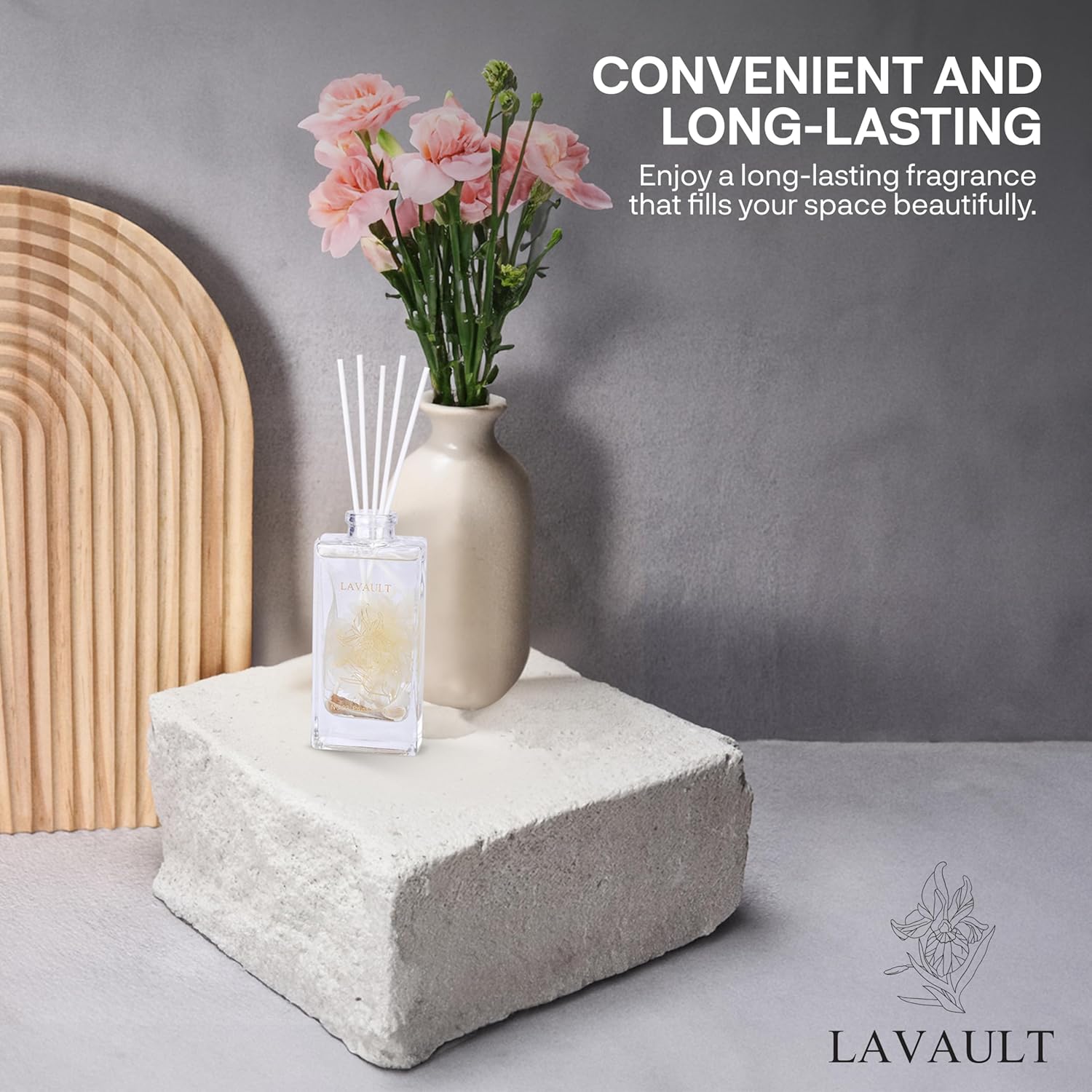 Lavault Reed Diffuser Set with Real Dry Flowers