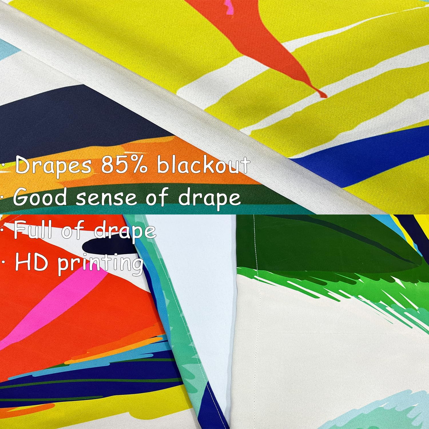 Colorful Blackout Curtains with Grommets 2 Panel Set