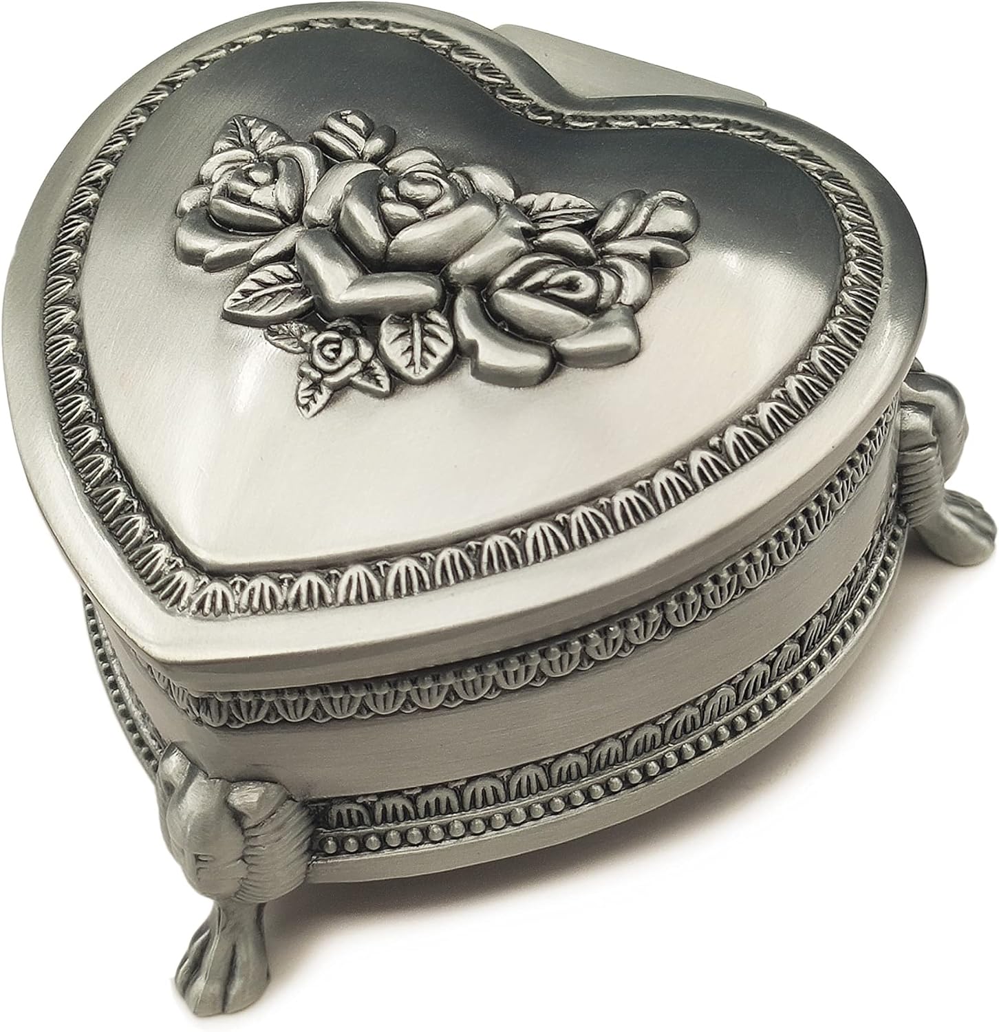 Emboss Alloy Metal Music Box With Golden Movement