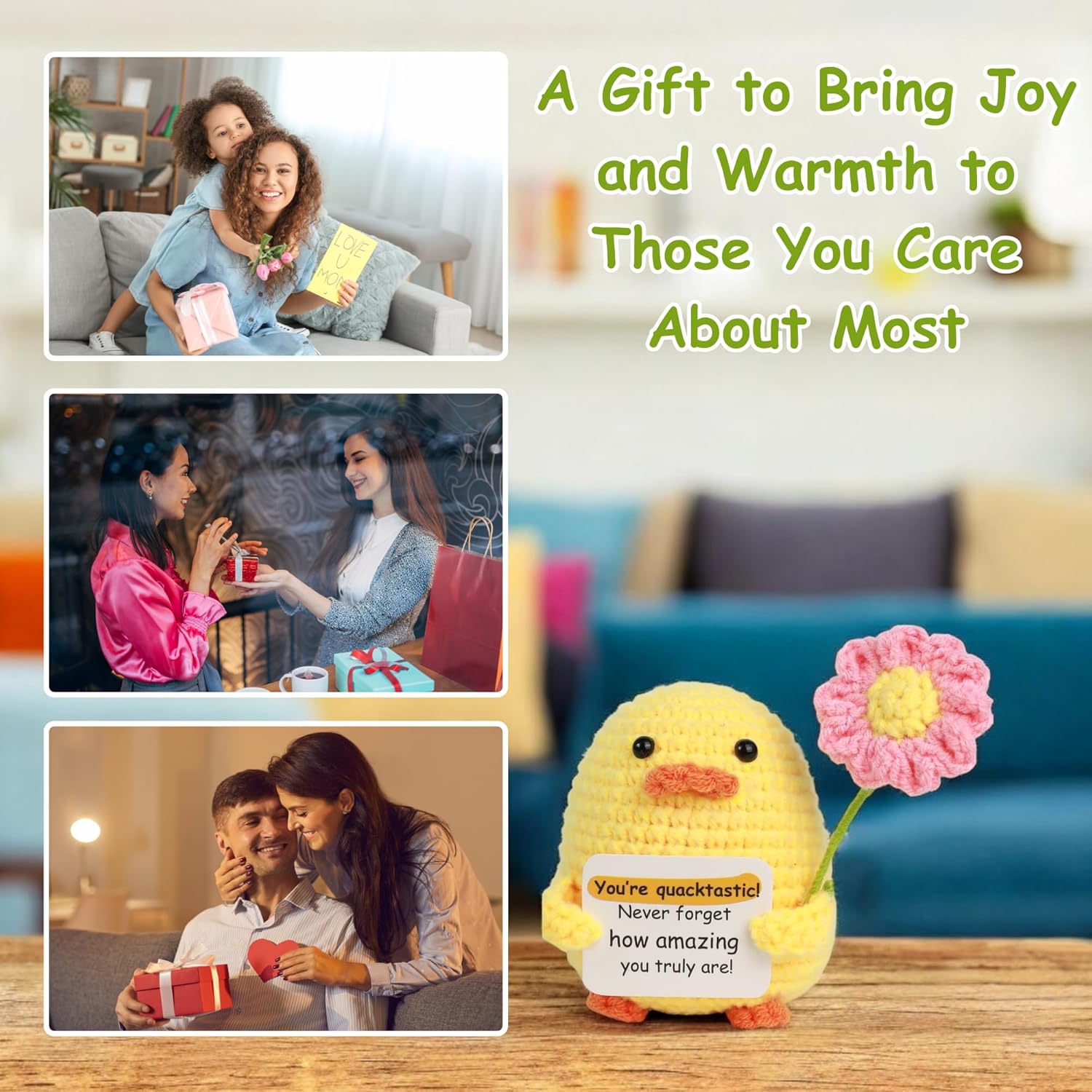 Handmade Crochet Cheer Duck - Cute Funny Gift for Family and Friends