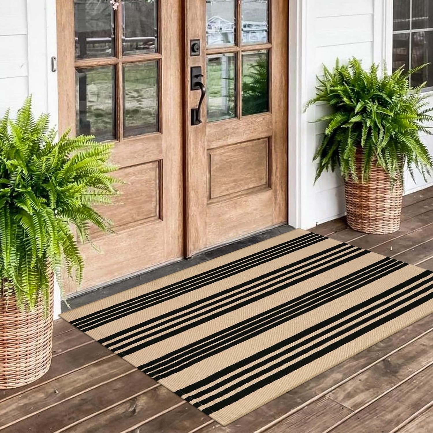 OJIA 275x43 Black and Tan Striped Door Mat