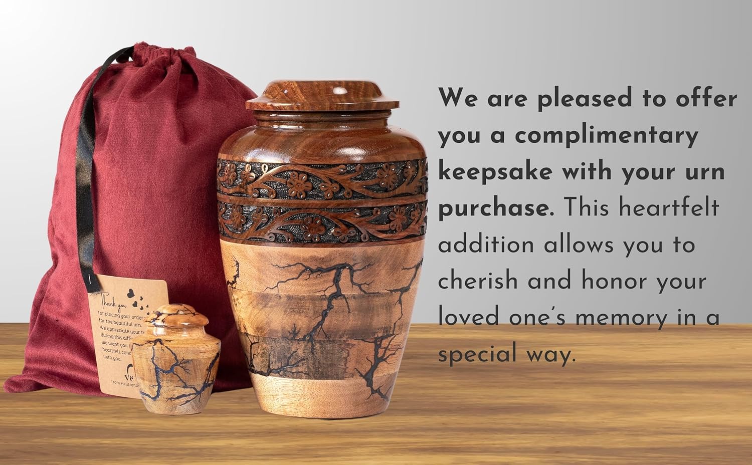 HEYTREND Wooden Cremation Urn Decorative Adult Size