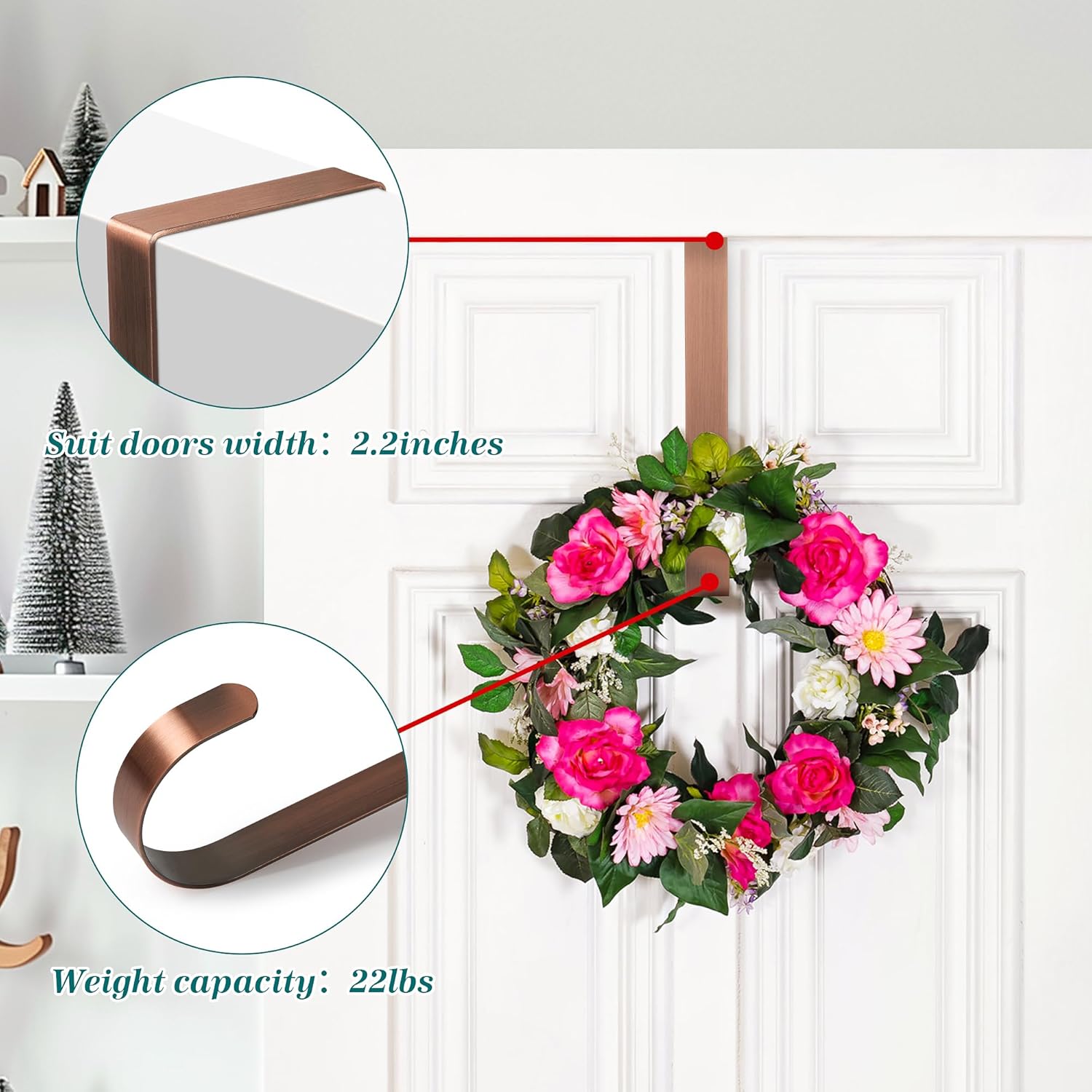 HOOSUN 12 Inch Metal Wreath Hanger for Front Door