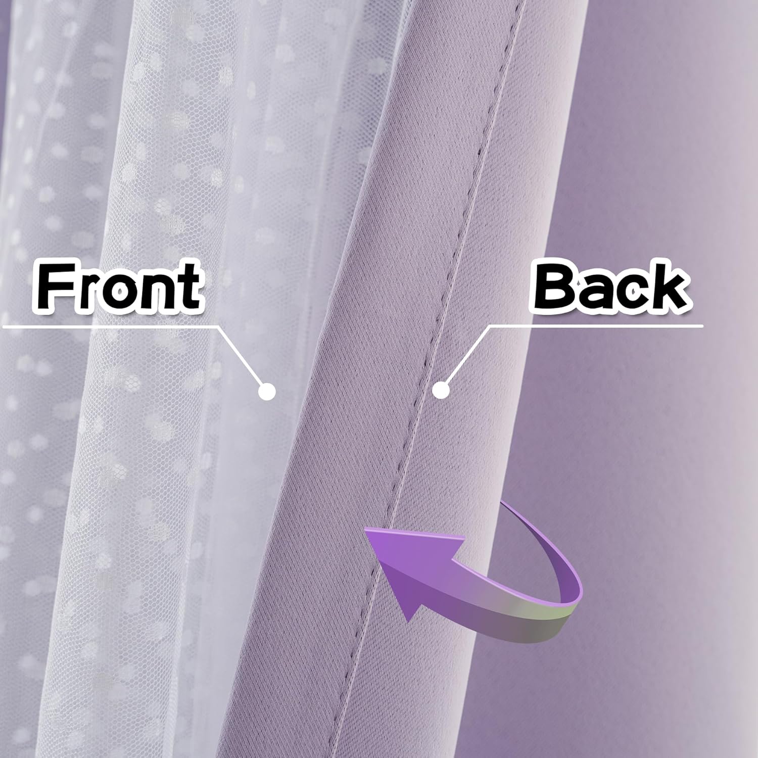 MYSKY HOME Lilac Double Layer Sheer Curtains 84 Inch 2 Panels Set