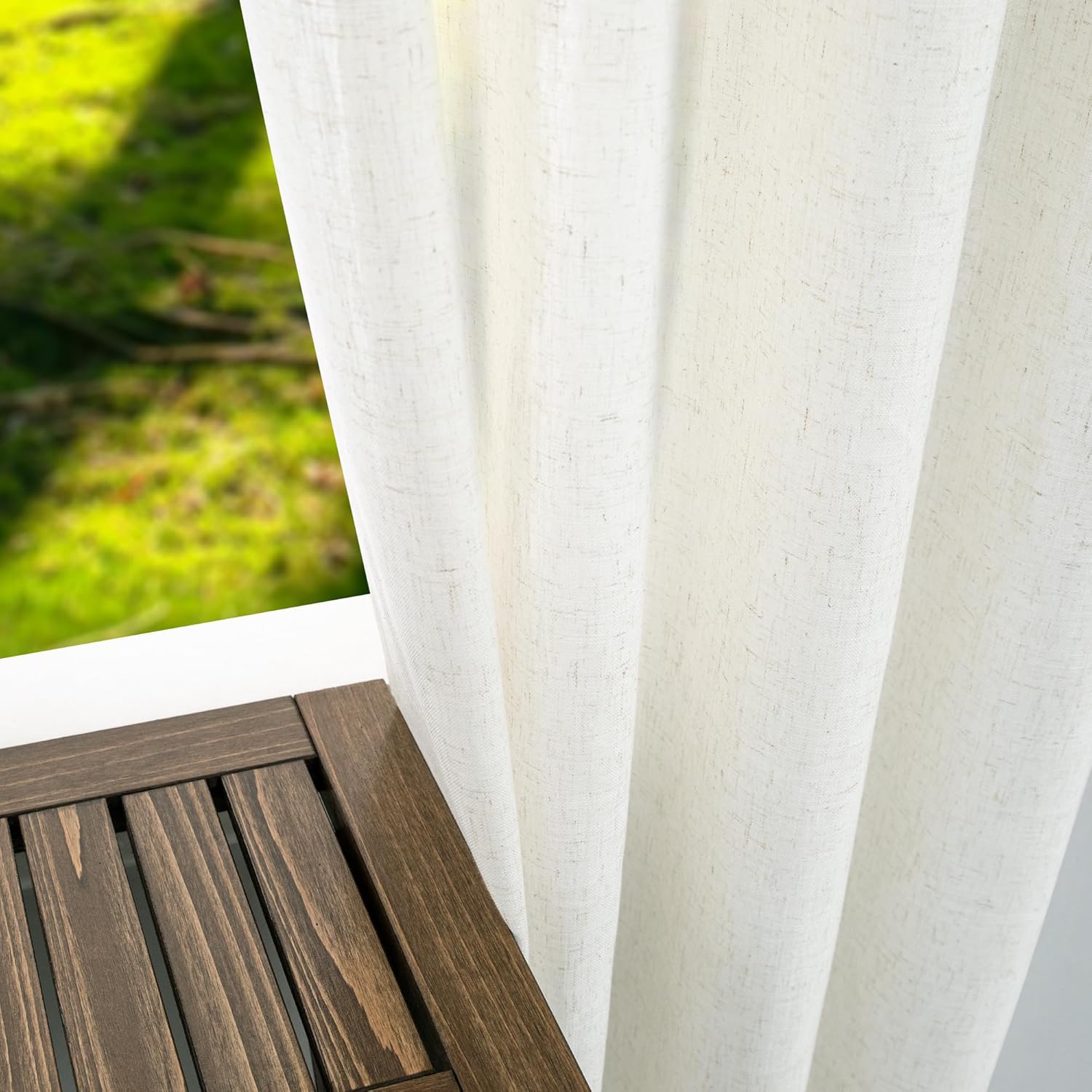 KOUFALL Linen Grommet Curtains Set of 2