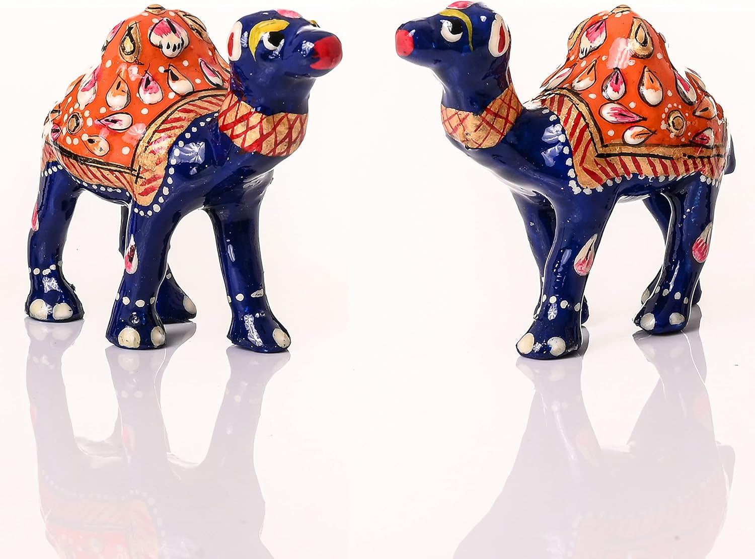 Blue Camel Minakari Hand Painted Statue Set of 2