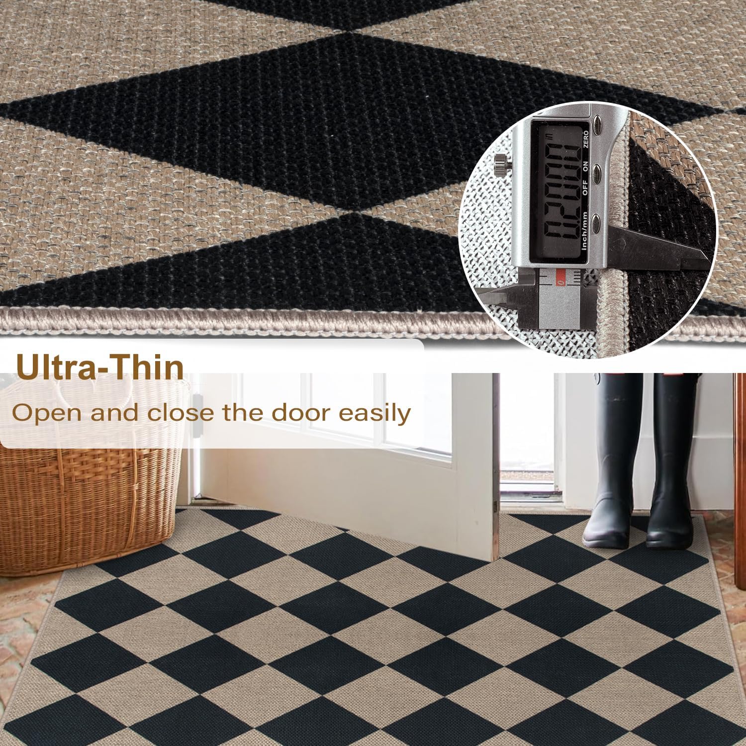 Rugalia Easy Jute Checkered Entryway Rug 2x3
