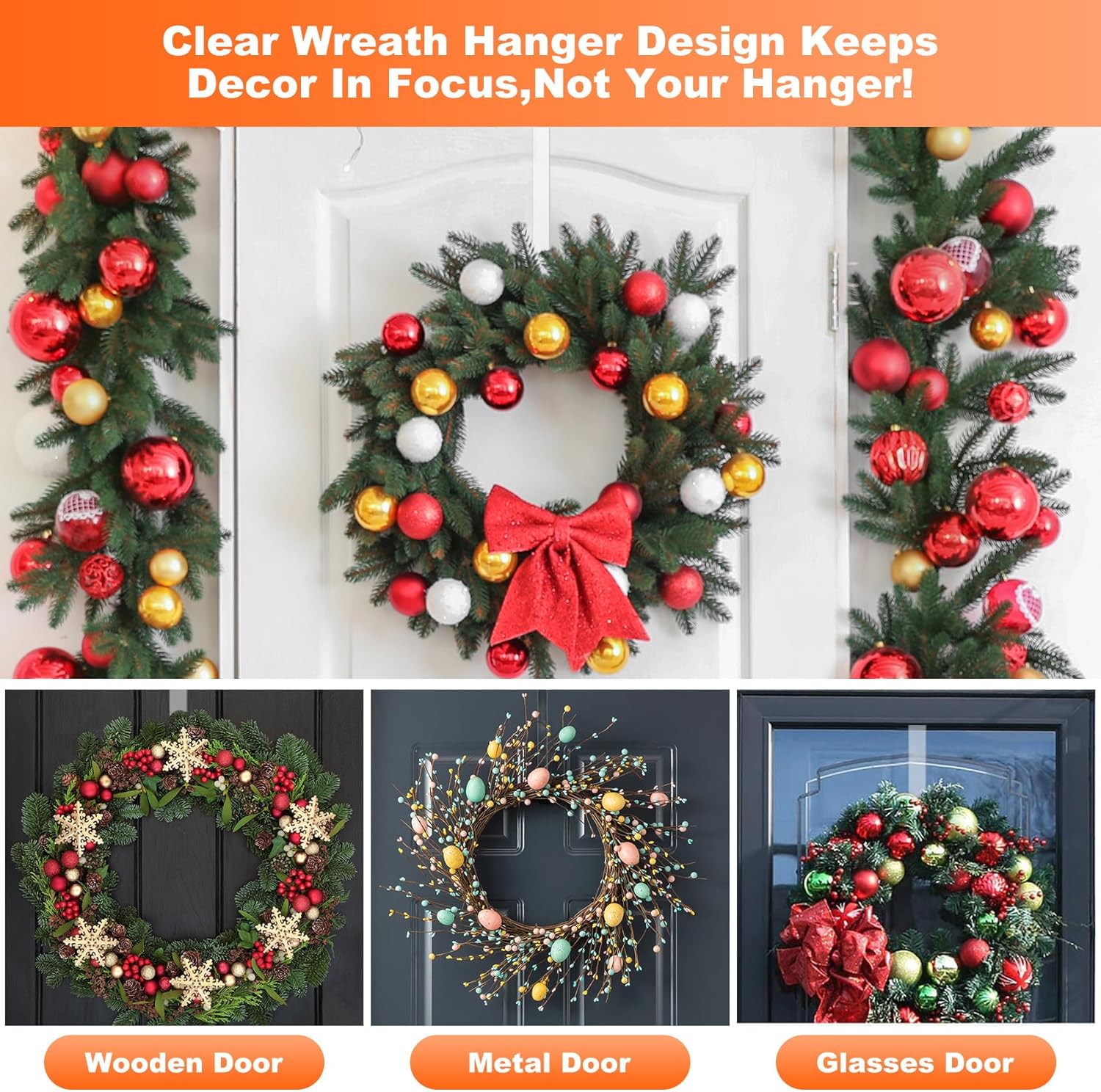 15 Inch Wreath Hangers 2 Pack Door Decor Organizer